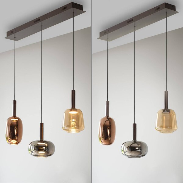 Paul Neuhaus Neuhaus, Irides LED-es függőlámpa, 90 cm hosszú, színes, üveg, dimmelhető, Többszínű, Nappali / Étkező, Üveg, Modern
