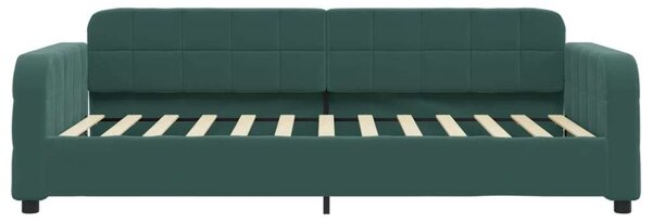 VidaXL sötétzöld kihúzható bársony heverő fiókkal 100 x 200 cm