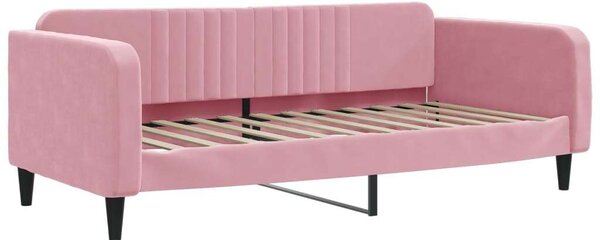 VidaXL rózsaszín kihúzható bársony heverő fiókkal 100 x 200 cm
