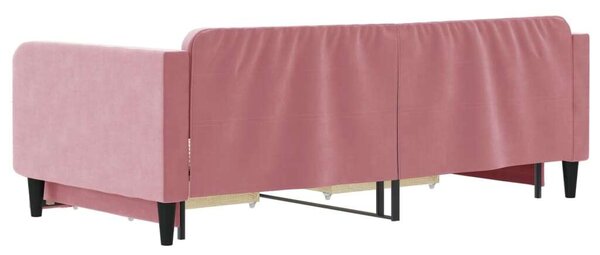 VidaXL rózsaszín kihúzható bársony heverő fiókkal 100 x 200 cm
