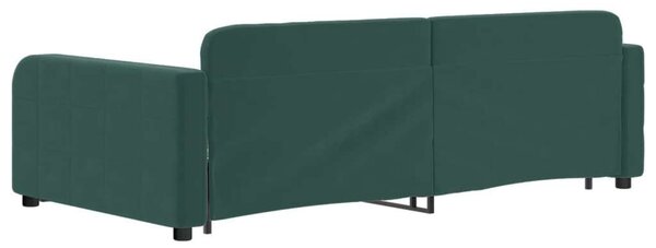 VidaXL sötétzöld kihúzható bársony heverő fiókkal 100 x 200 cm