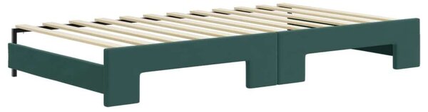 VidaXL sötétzöld kihúzható bársony heverő fiókkal 100 x 200 cm