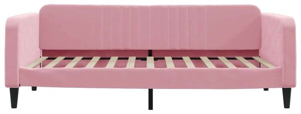VidaXL rózsaszín kihúzható bársony heverő fiókkal 100 x 200 cm