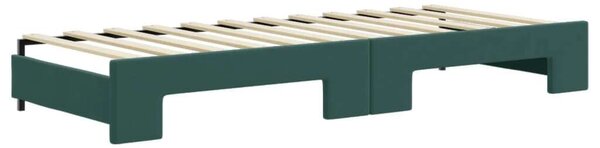 VidaXL sötétzöld kihúzható bársony heverő matraccal 80 x 200 cm