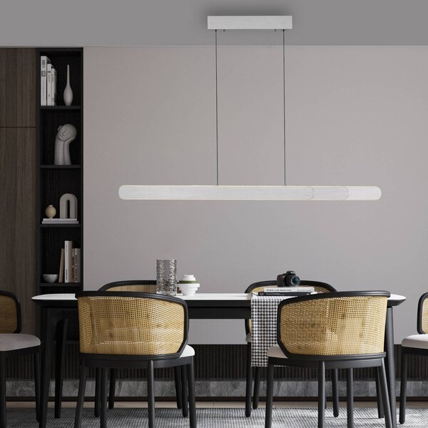 Paul Neuhaus LED-es függőlámpa Adriana, alumínium, 160 cm hosszúságú, dimmelhető, Alu / szürke / cink, Nappali / Étkező, Alumínium, Modern