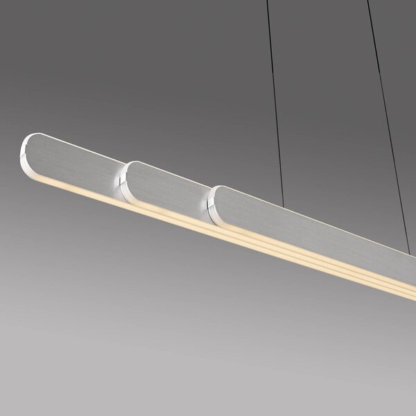 Paul Neuhaus LED-es függőlámpa Adriana, alumínium, 160 cm hosszúságú, dimmelhető, Alu / szürke / cink, Nappali / Étkező, Alumínium, Modern