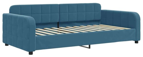 VidaXL kék bársony kihúzható heverő matraccal 100 x 200 cm