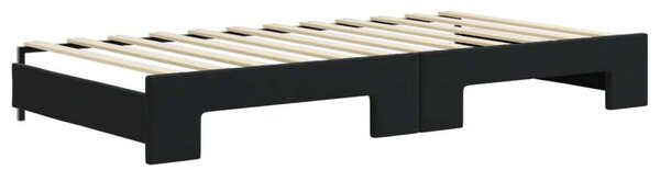 VidaXL fekete kihúzható bársony heverő fiókkal 100 x 200 cm