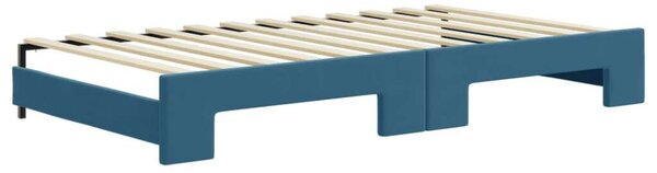 VidaXL kék bársony kihúzható heverő matraccal 100 x 200 cm