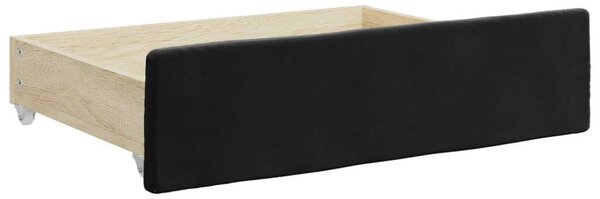 Fekete kihúzható bársony heverő fiókkal 80 x 200 cm
