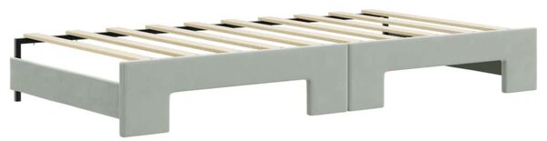 VidaXL világosszürke kihúzható bársony heverő fiókkal 90 x 190 cm