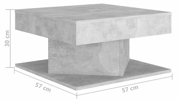 Betonszürke szerelt fa dohányzóasztal 57 x 57 x 30 cm