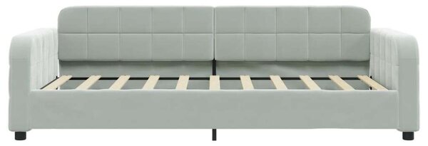 VidaXL világosszürke kihúzható bársony heverő fiókkal 90 x 190 cm