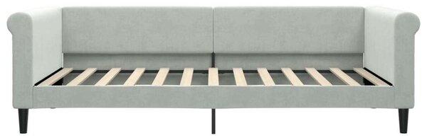 VidaXL világosszürke kihúzható bársony heverő fiókkal 100 x 200 cm
