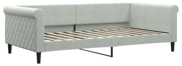 VidaXL világosszürke kihúzható bársony heverő fiókkal 100 x 200 cm