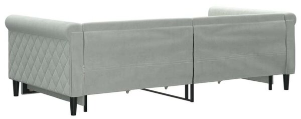 VidaXL világosszürke kihúzható bársony heverő fiókkal 100 x 200 cm