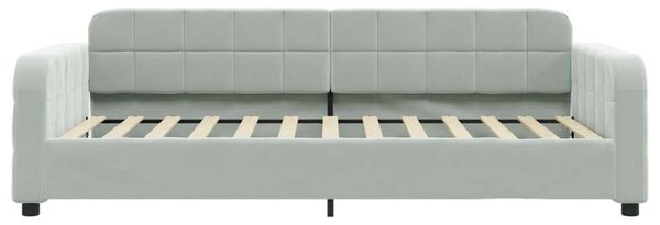 VidaXL világosszürke kihúzható bársony heverő fiókkal 100 x 200 cm