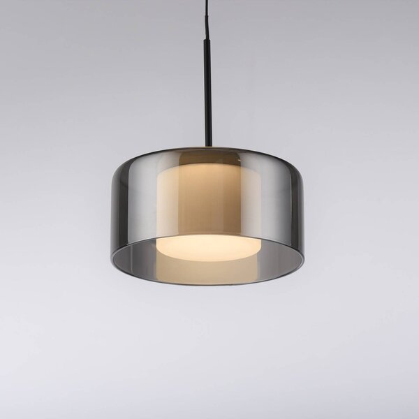Paul Neuhaus LED-es függőlámpa Rika, Ø 15 cm, üveg, fényerőszabályzóval,, dimmelhető, Fekete, Nappali / Étkező, Üveg, Modern