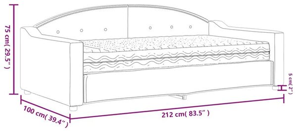 VidaXL sötétszürke szövet heverő matraccal 90 x 190 cm