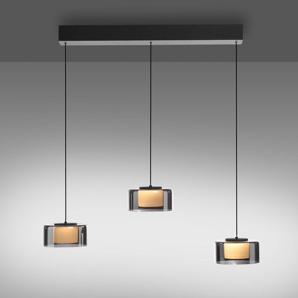 Paul Neuhaus Rika LED-es függőlámpa, 71 cm, üveg, fényerőszabályzóval,, dimmelhető, Fekete, Nappali / Étkező, Üveg, Modern