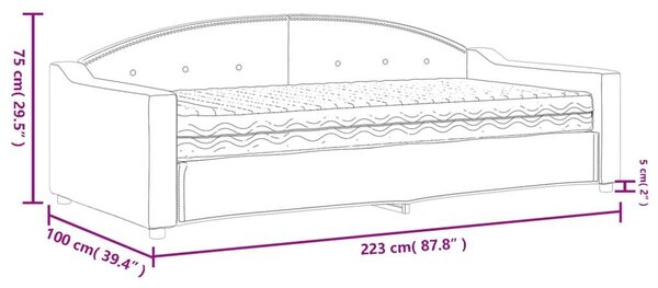 VidaXL sötétszürke szövet heverő matraccal 90 x 200 cm