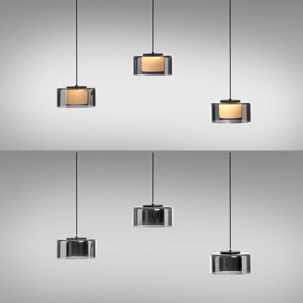 Paul Neuhaus Rika LED-es függőlámpa, 71 cm, üveg, fényerőszabályzóval,, dimmelhető, Fekete, Nappali / Étkező, Üveg, Modern