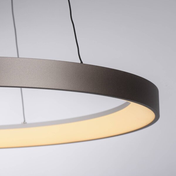 Paul Neuhaus LED-es függőlámpa Hoop, barna, Ø 57 cm, fényerőszabályzóval, dimmelhető, Barna / rozsda, Nappali / Étkező, fém, Modern