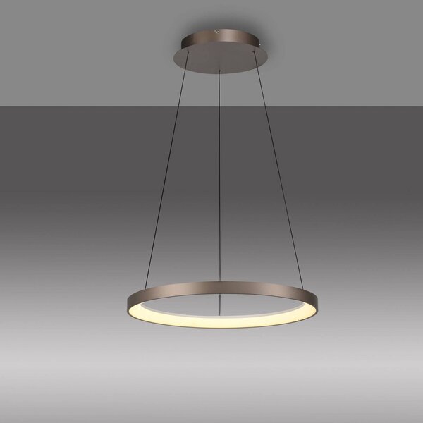 Paul Neuhaus LED-es függőlámpa Hoop, barna, Ø 57 cm, fényerőszabályzóval, dimmelhető, Barna / rozsda, Nappali / Étkező, fém, Modern