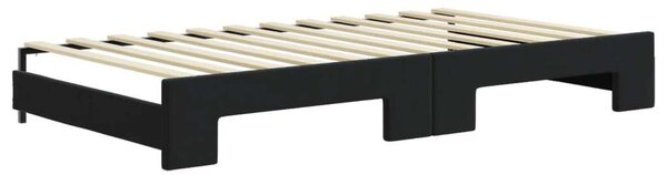 VidaXL fekete kihúzható bársony heverő fiókkal 100 x 200 cm