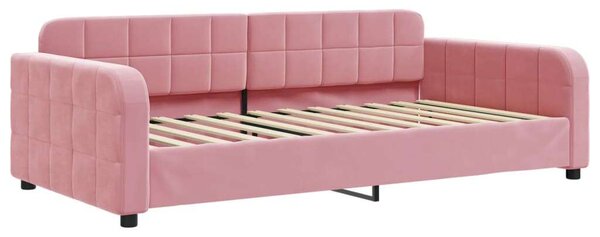 VidaXL rózsaszín kihúzható bársony heverő fiókkal 100 x 200 cm