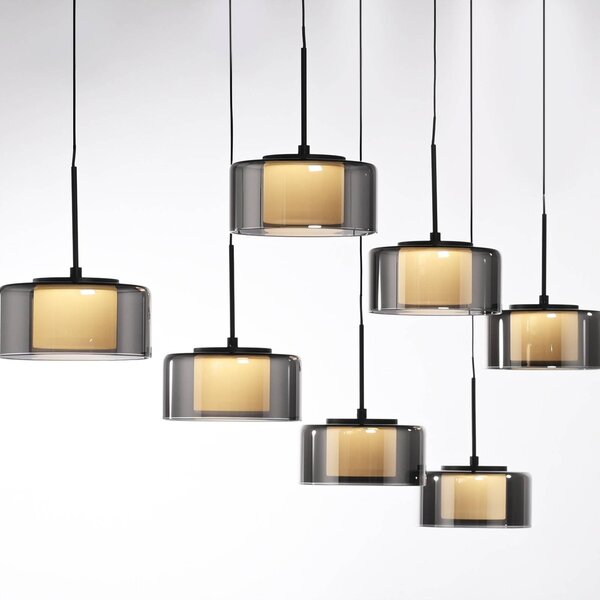 Paul Neuhaus Rika LED-es függőlámpa, 135 cm, üveg, fényerőszabályzóval,, dimmelhető, Fekete, Nappali / Étkező, Üveg, Modern
