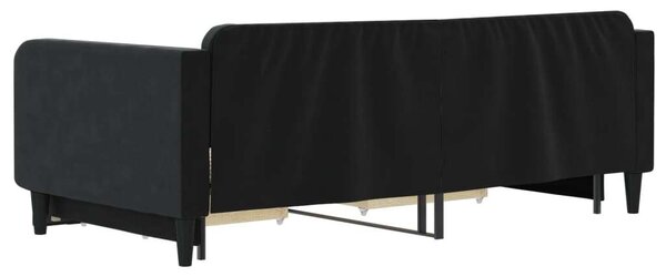 VidaXL fekete kihúzható bársony heverő fiókkal 100 x 200 cm