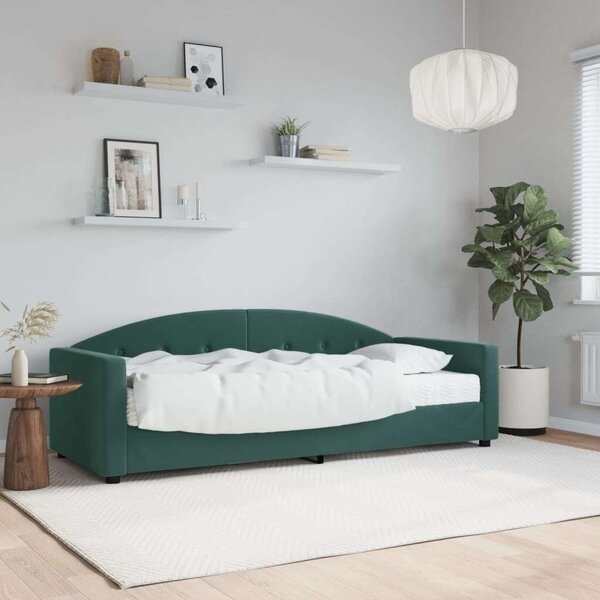 VidaXL sötétzöld bársony heverő matraccal 80 x 200 cm