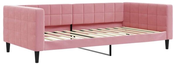VidaXL rózsaszín kihúzható bársony heverő fiókkal 100 x 200 cm