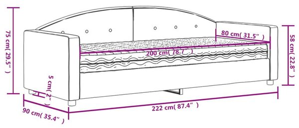 VidaXL sötétzöld bársony heverő matraccal 80 x 200 cm