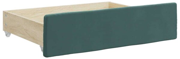 VidaXL sötétzöld kihúzható bársony heverő fiókkal 90 x 200 cm