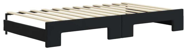 VidaXL fekete kihúzható bársony heverő matraccal 100 x 200 cm