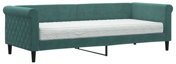 VidaXL sötétzöld bársony heverő matraccal 80 x 200 cm