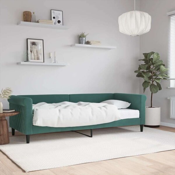 VidaXL sötétzöld bársony heverő matraccal 80 x 200 cm