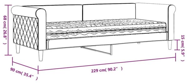 Fekete bársony heverő matraccal 80 x 200 cm