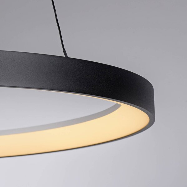 Paul Neuhaus LED-es függőlámpa Hoop, fekete, Ø 57 cm, dimmelhető, dimmelhető, Fekete, Nappali / Étkező, fém, Modern