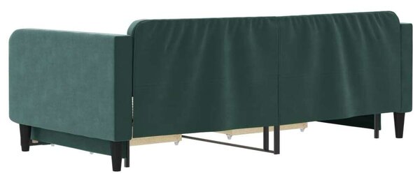 VidaXL sötétzöld kihúzható bársony heverő fiókkal 100 x 200 cm