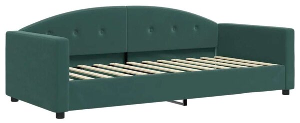 VidaXL sötétzöld kihúzható bársony heverő fiókkal 90 x 200 cm