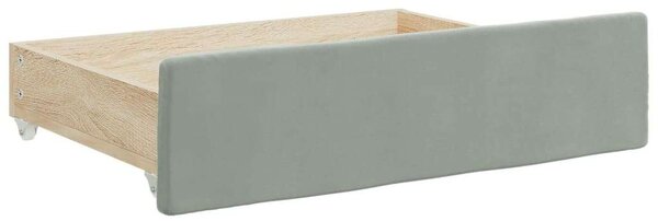 VidaXL világosszürke kihúzható bársony heverő fiókkal 100 x 200 cm