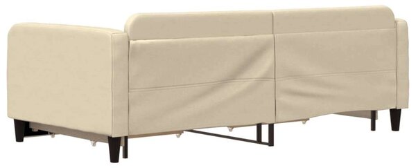 VidaXL krémszínű kihúzható szövet heverő fiókkal 100x200 cm
