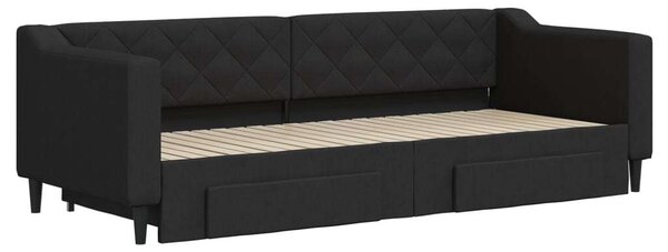 VidaXL fekete kihúzható szövet heverő fiókokkal 80 x 200 cm