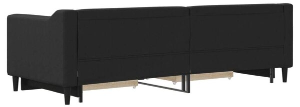 VidaXL fekete kihúzható szövet heverő fiókokkal 80 x 200 cm
