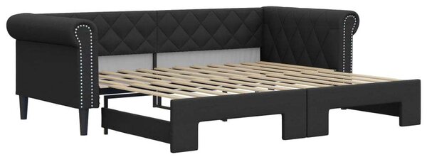 VidaXL fekete kihúzható műbőr heverő 90 x 200 cm