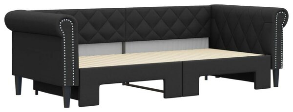 VidaXL fekete kihúzható műbőr heverő 90 x 200 cm