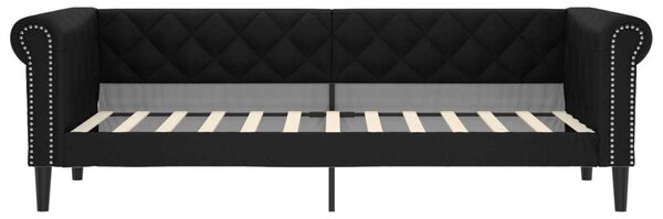 VidaXL fekete kihúzható műbőr heverő fiókkal 90 x 200 cm